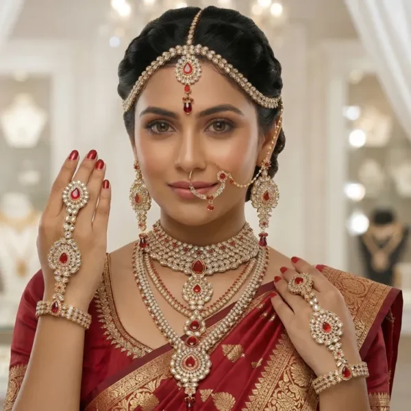 South Indian bridal covering gold jewellery set traditional temple imitation jewellery for bride wedding set